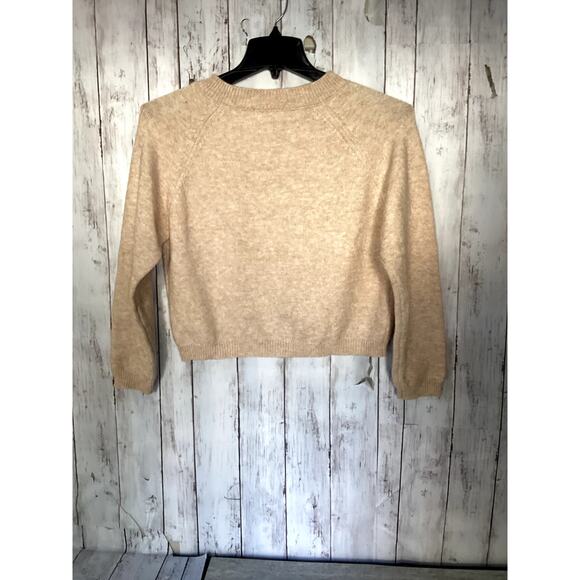 The Open Sweater Preppy Knit Fabric Knit Round Neckline Solid Button Cardigan M - Picture 2 of 3